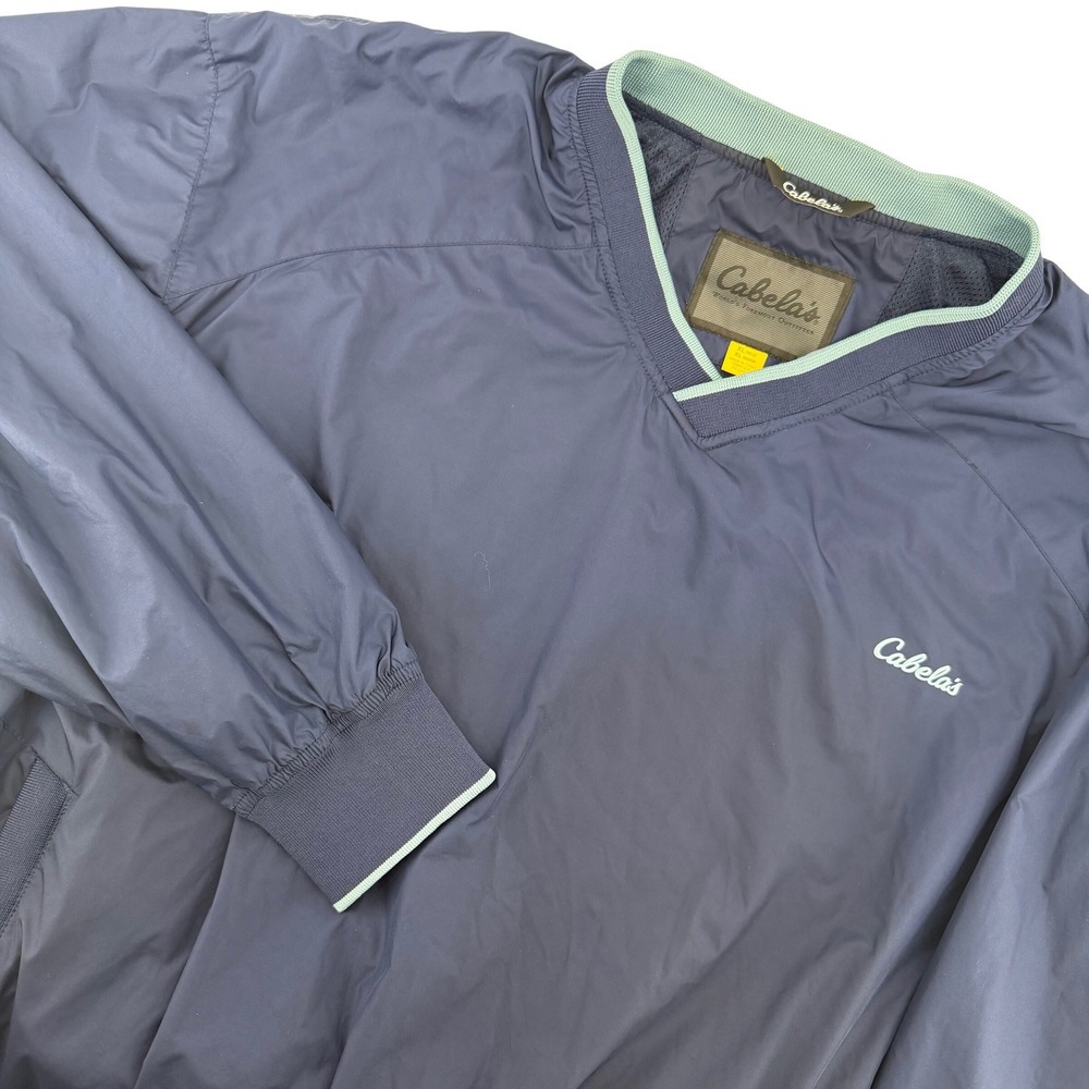 Cabelas‎ Mens XL Pullover Windbreaker Jacket Blue V Neck Long Sleeve Gorpcore